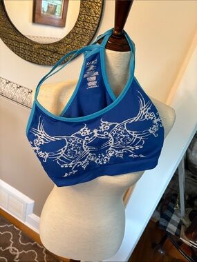 Jockey Blue Graphic Halter Sports BraXL like new would fit 8-14